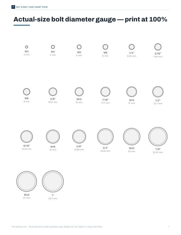 Preview of Printable Bolt Diameter Gauge